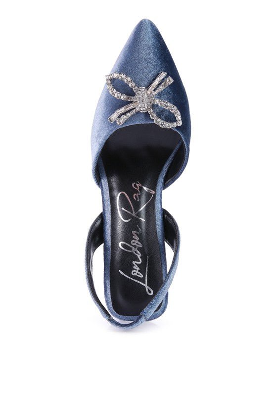 Firebird Velvet Diamante Heeled Slingback Shoes GOTIQUE Collections