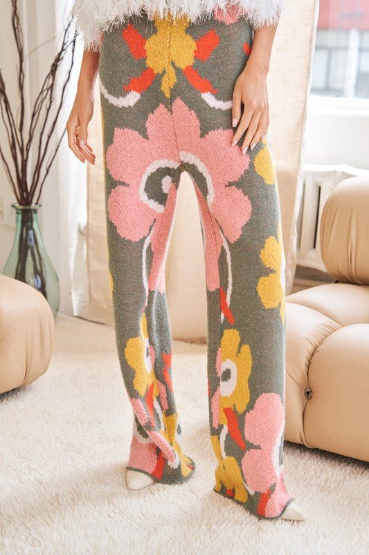 Flower Printed Casual Cozy Full Long Wide Pants GOTIQUE Collections