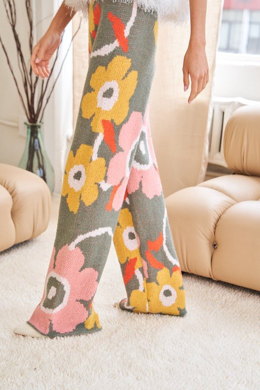 Flower Printed Casual Cozy Full Long Wide Pants GOTIQUE Collections