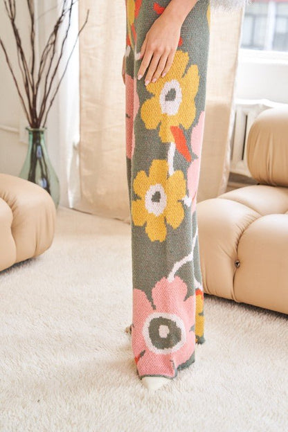 Flower Printed Casual Cozy Full Long Wide Pants GOTIQUE Collections