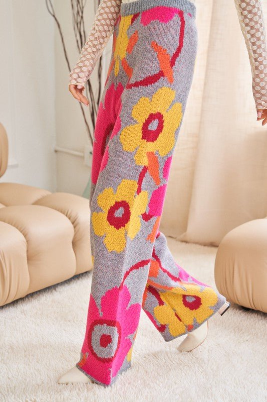 Flower Printed Casual Cozy Full Long Wide Pants GOTIQUE Collections