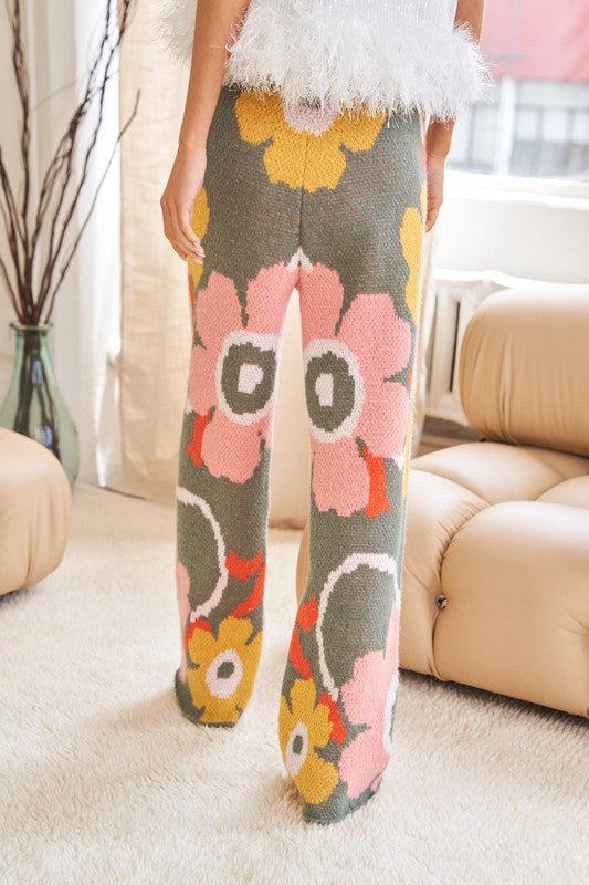 Flower Printed Casual Cozy Full Long Wide Pants GOTIQUE Collections