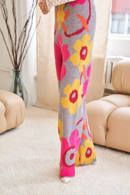 Flower Printed Casual Cozy Full Long Wide Pants GOTIQUE Collections