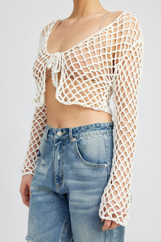 Front Tie Rope Crochet Top GOTIQUE Collections