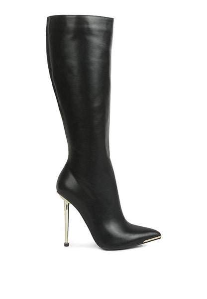 HALE Faux Leather Pointed Heel Calf Boots GOTIQUE Collections