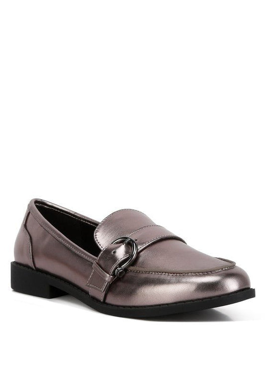 HARUKA Metallic Faux Leather Loafers GOTIQUE Collections