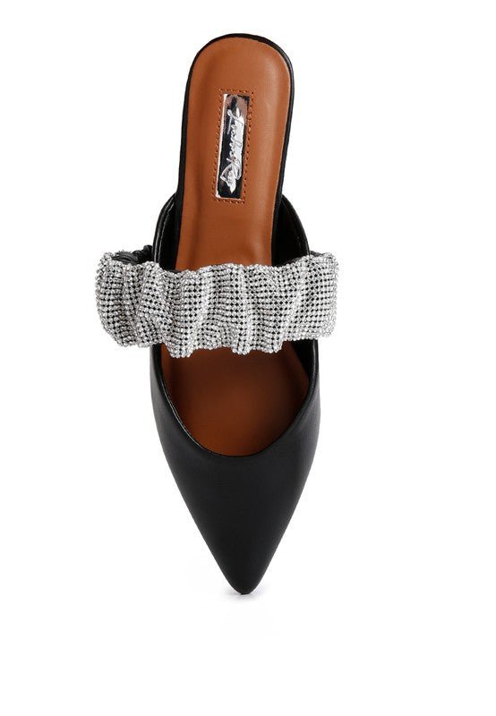 HEMESSEN Diamante Strap Flat Mules GOTIQUE Collections