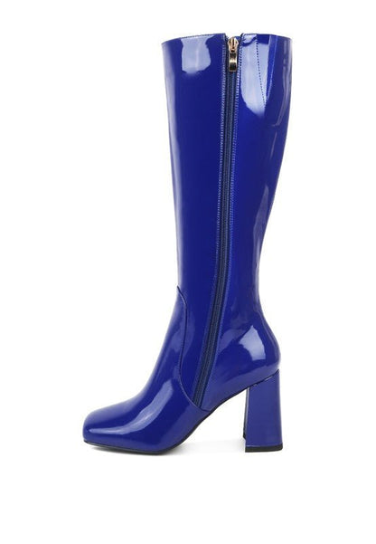 HYPNOTIZE Patent PU Block Heeled Calf Boots GOTIQUE Collections