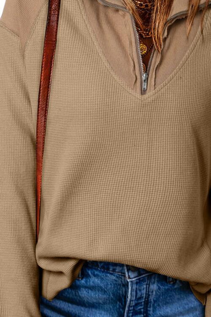 Half Zip Dropped Shoulder Sweatshirt GOTIQUE Collections