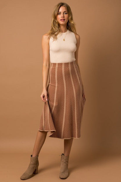 Herringbone Stripe Sweater Skirt GOTIQUE Collections