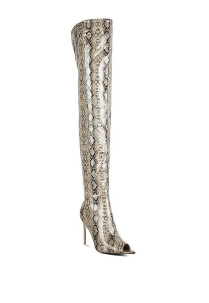 High Drama Snake print Stiletto Long Boots GOTIQUE Collections