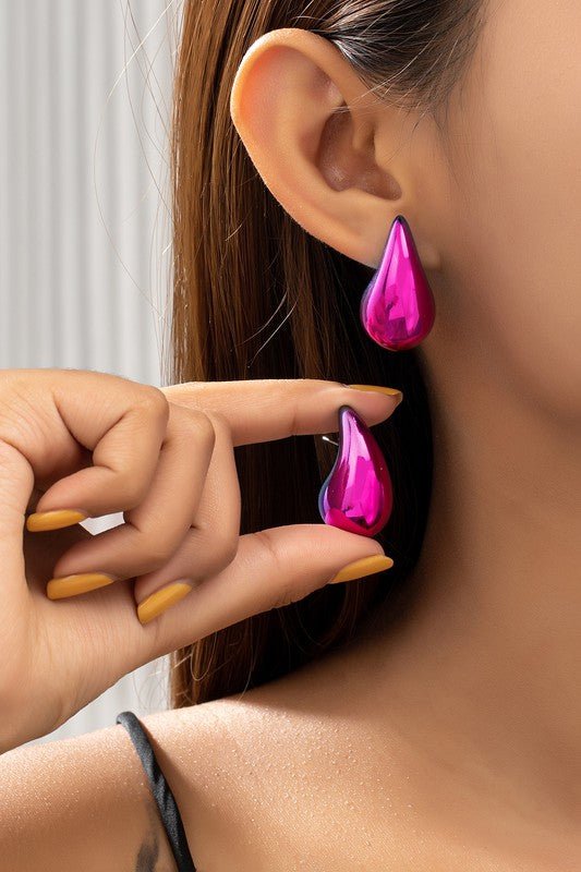 Hollow Puffy Color Coating Teardrop Earrings GOTIQUE Collections