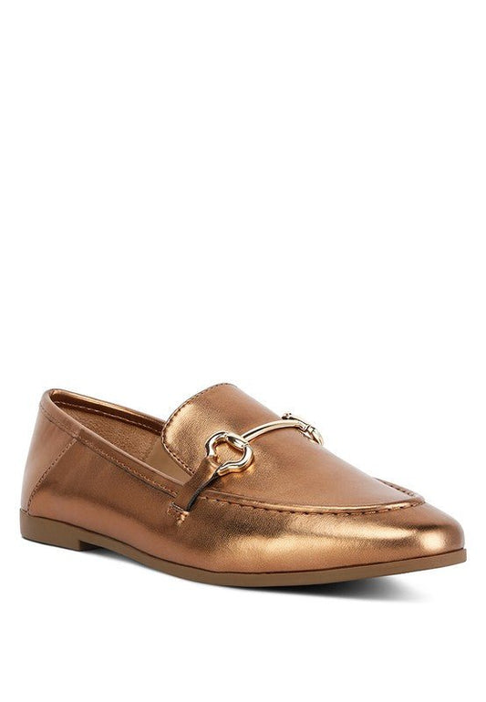 ICHIRO Metallic Faux Leather Horsebit Loafers GOTIQUE Collections