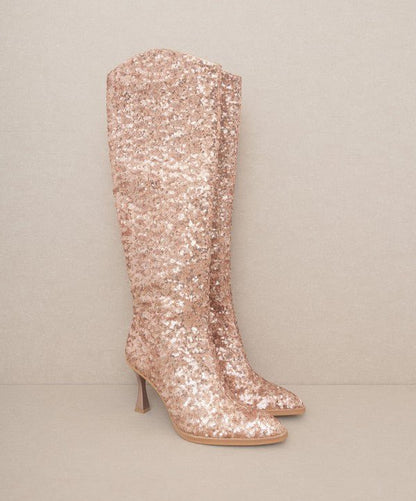 Jewel Knee High Sequin Boots GOTIQUE Collections