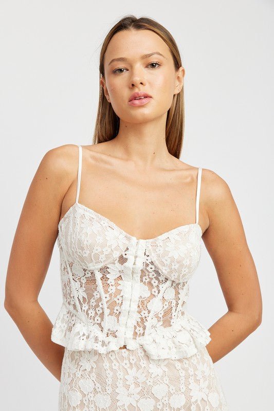 Lace Corset Top with Ruffle GOTIQUE Collections