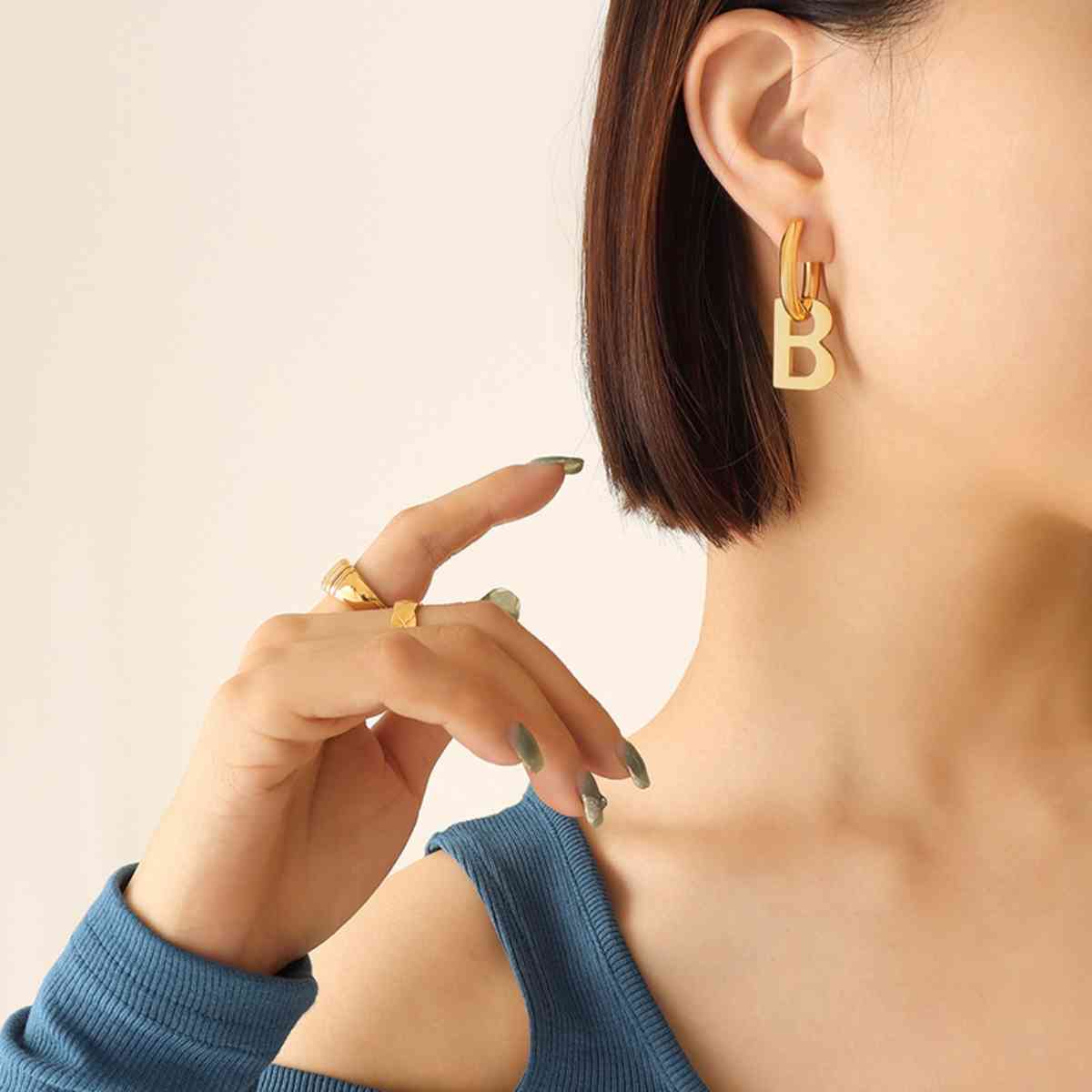 Letter B Titanium Steel Earrings GOTIQUE Collections