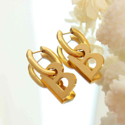 Letter B Titanium Steel Earrings GOTIQUE Collections