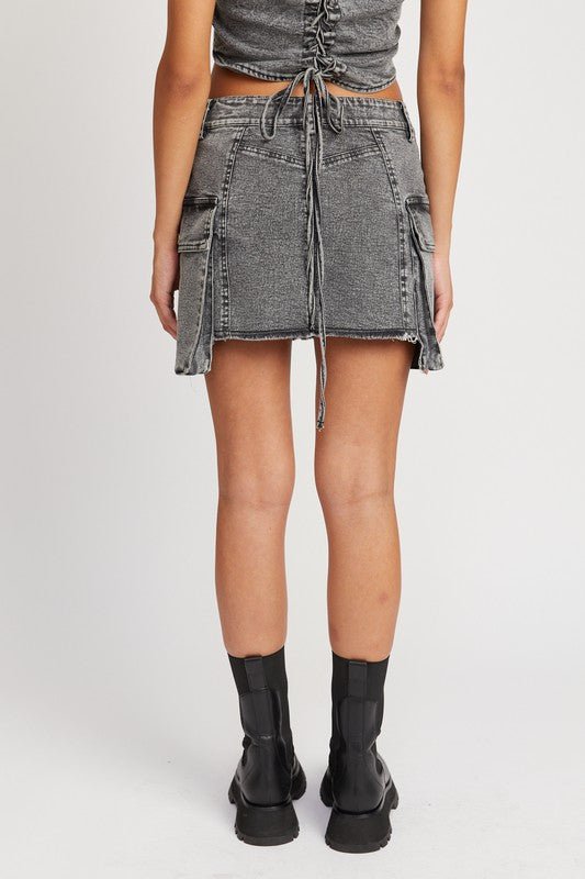 Low Rise Mini Denim Skirt With Pockets GOTIQUE Collections