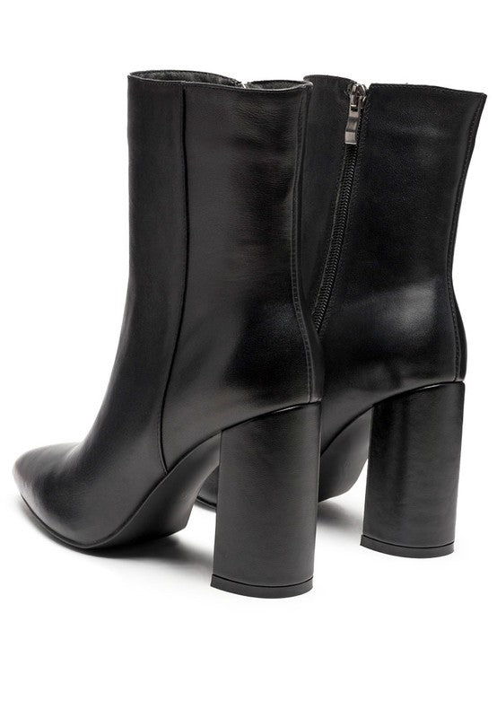 MARGEN Ankle-High Pointed Toe Block Heeled Boot GOTIQUE Collections