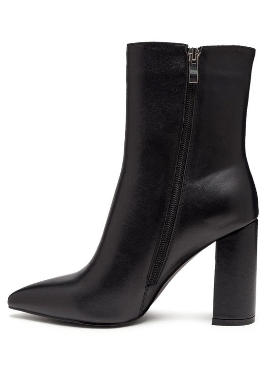 MARGEN Ankle-High Pointed Toe Block Heeled Boot GOTIQUE Collections