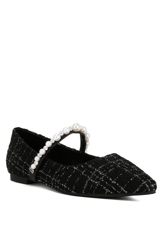 MOWIE Tweed Mary Jane Ballet Flats GOTIQUE Collections