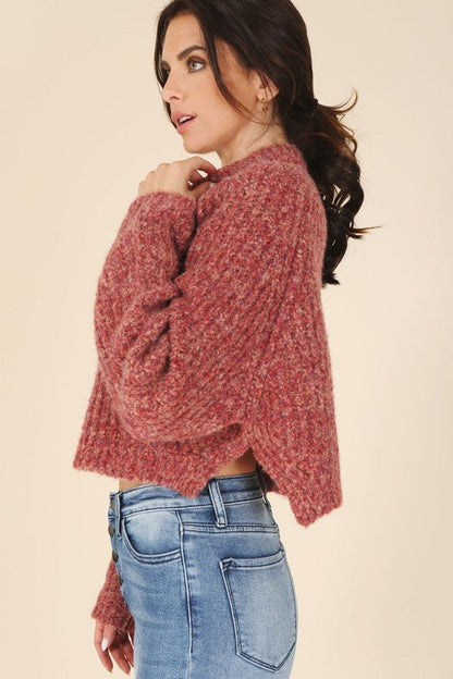 Melange Cropped Sweater top GOTIQUE Collections