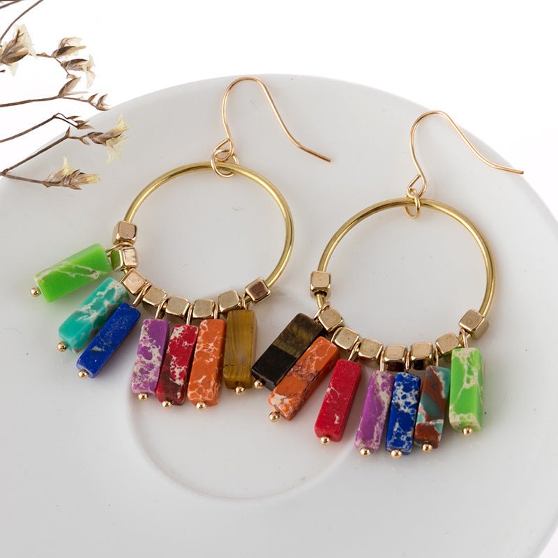 Multicolored Stone Dangle Earrings GOTIQUE Collections