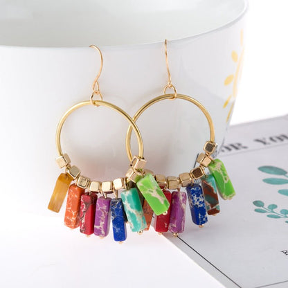 Multicolored Stone Dangle Earrings GOTIQUE Collections