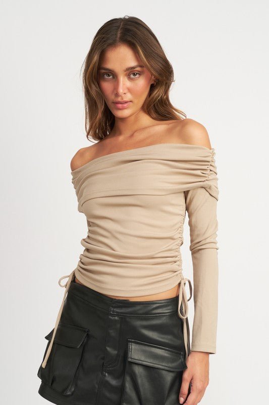 Off Shoulder Ruched Top GOTIQUE Collections
