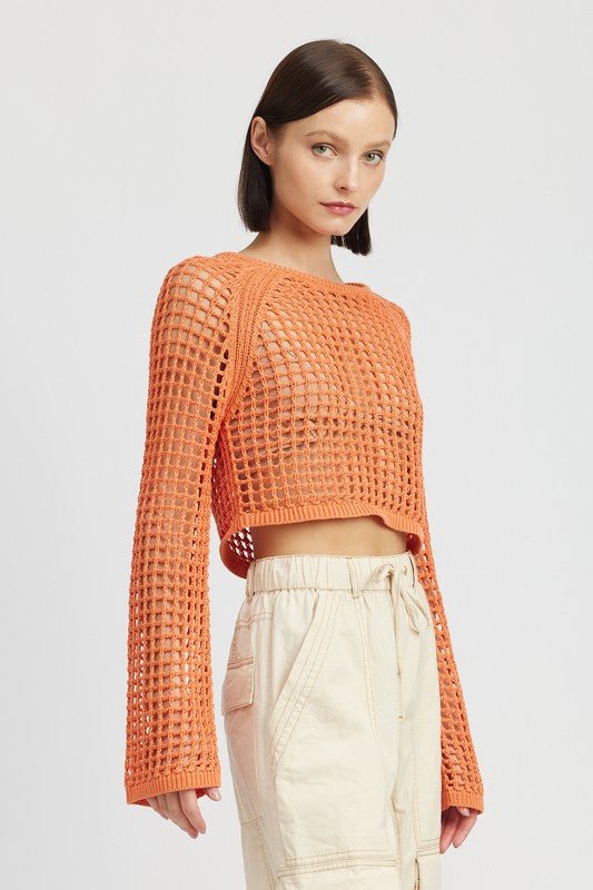 Open Knit Crochet Cropped Top. GOTIQUE Collections