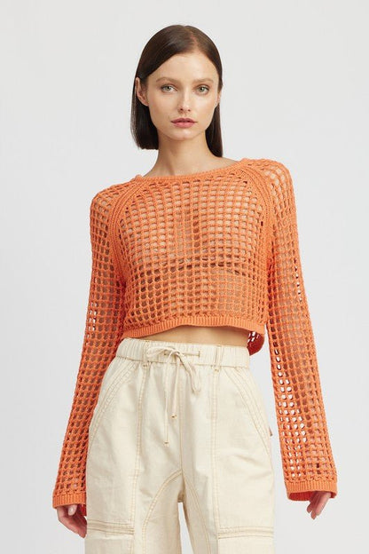 Open Knit Crochet Cropped Top. GOTIQUE Collections