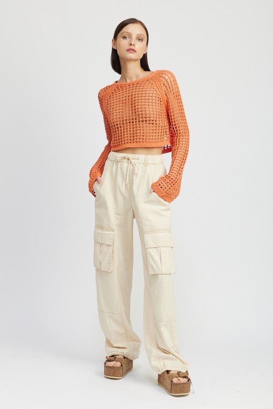 Open Knit Crochet Cropped Top. GOTIQUE Collections