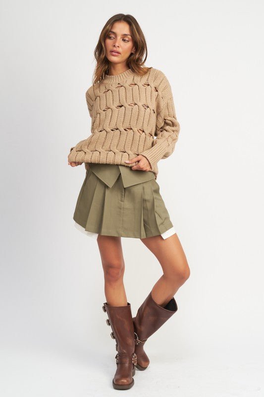 Open Knit Sweater With Slits GOTIQUE Collections