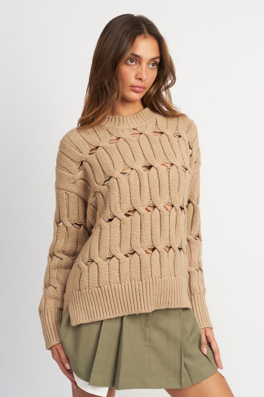 Open Knit Sweater With Slits GOTIQUE Collections