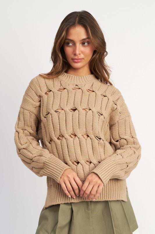 Open Knit Sweater With Slits GOTIQUE Collections