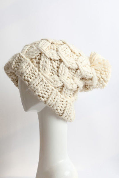 Oversized Chunky Knit Pom Beanie GOTIQUE Collections