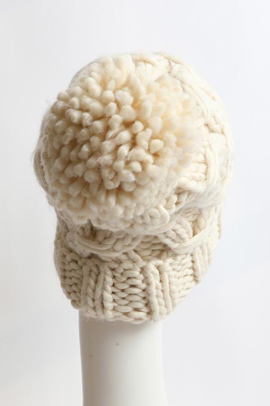 Oversized Chunky Knit Pom Beanie GOTIQUE Collections