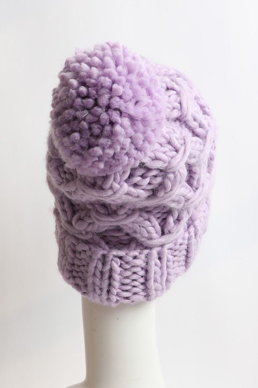 Oversized Chunky Knit Pom Beanie GOTIQUE Collections