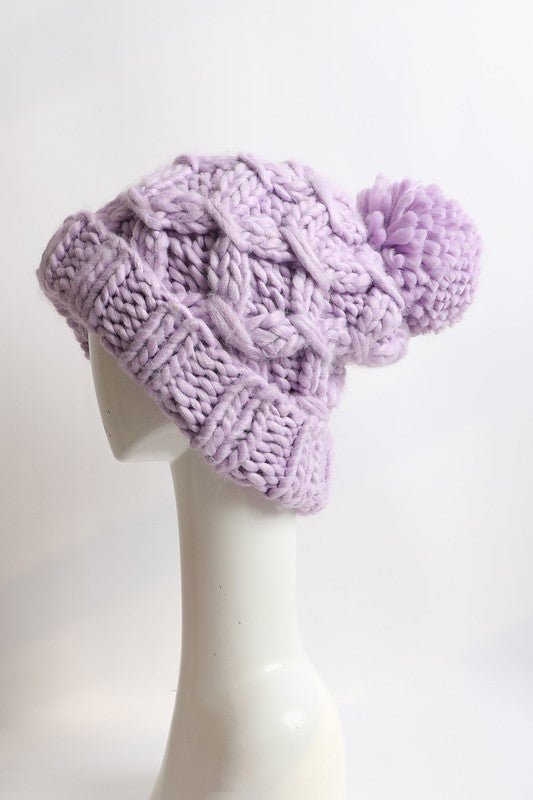 Oversized Chunky Knit Pom Beanie GOTIQUE Collections