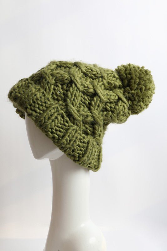 Oversized Chunky Knit Pom Beanie GOTIQUE Collections