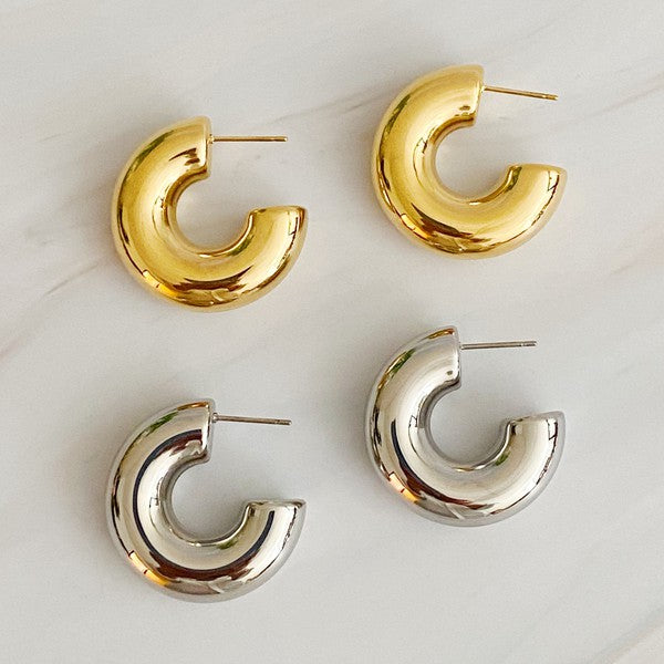 Polished Hollow Daily Hoop Earrings GOTIQUE Collections