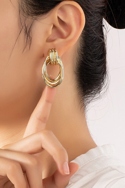 Premium Trio Metal Knot and Hoop Earrings GOTIQUE Collections