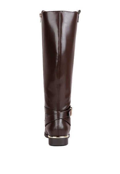 RENNY Buckle Strap Embellished Calf Boots GOTIQUE Collections