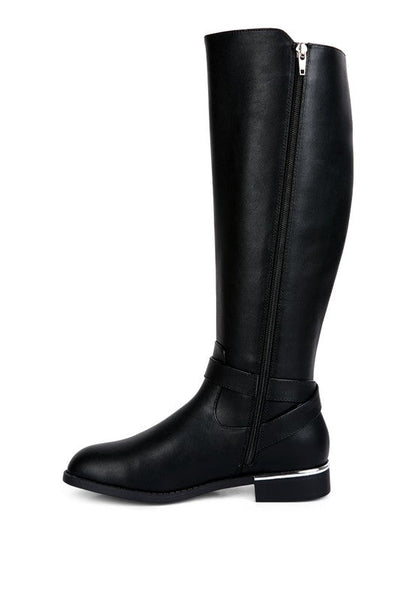 RENNY Buckle Strap Embellished Calf Boots GOTIQUE Collections