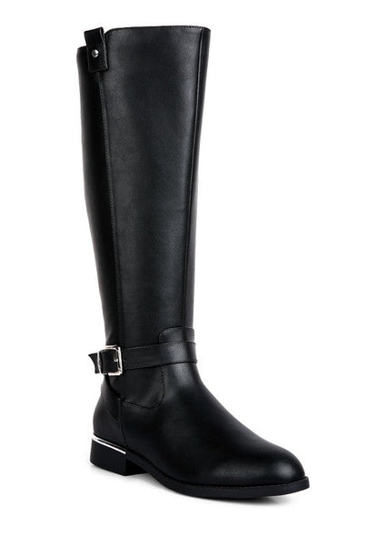 RENNY Buckle Strap Embellished Calf Boots GOTIQUE Collections