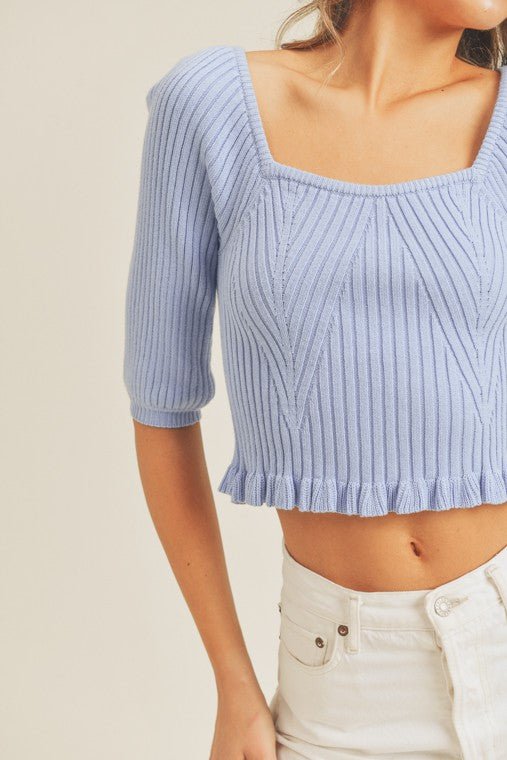 Rib Cropped Knit Top GOTIQUE Collections