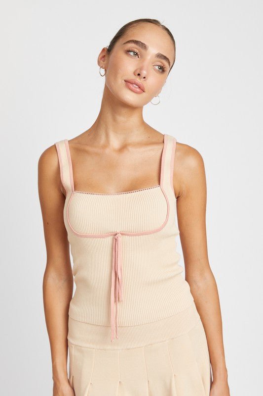 Ribbed Tank Top With Contrasted Seam GOTIQUE Collections