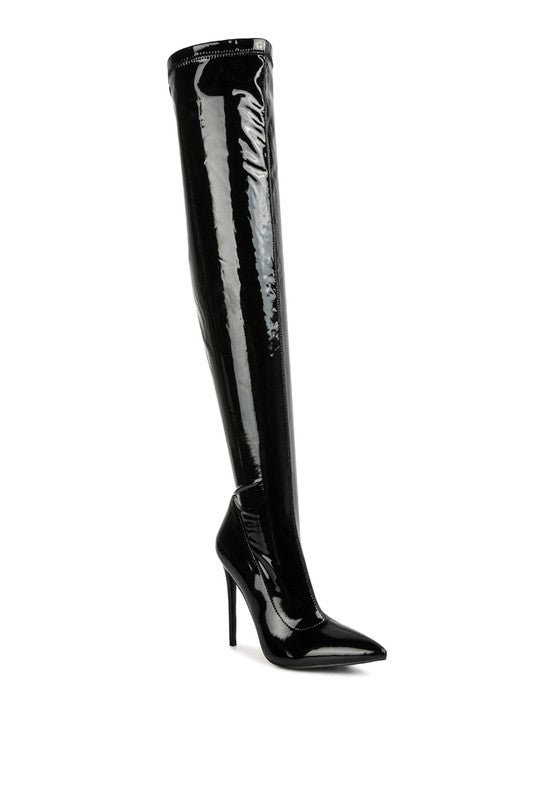 Riggle Patent Pu Stiletto Long Boots GOTIQUE Collections