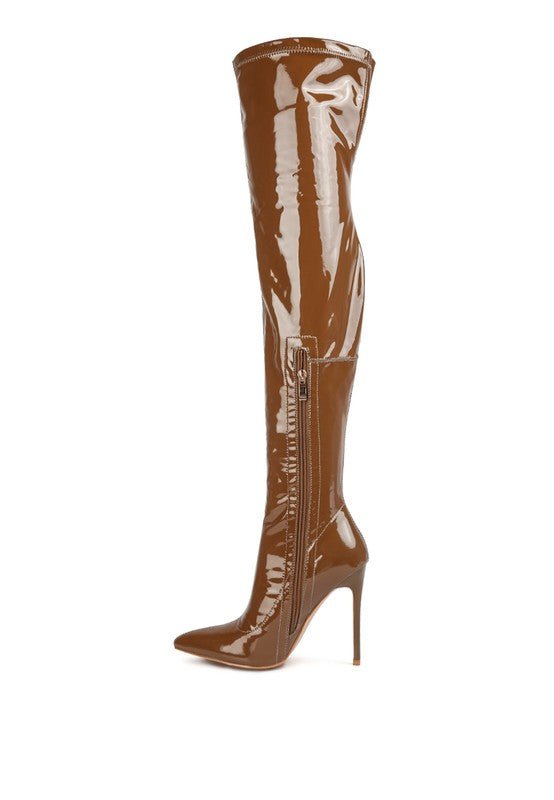 Riggle Patent Pu Stiletto Long Boots GOTIQUE Collections