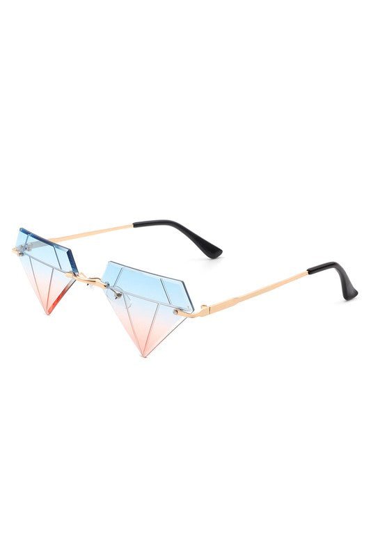 Rimless Triangle Diamond Party Tinted Sunglasses GOTIQUE Collections